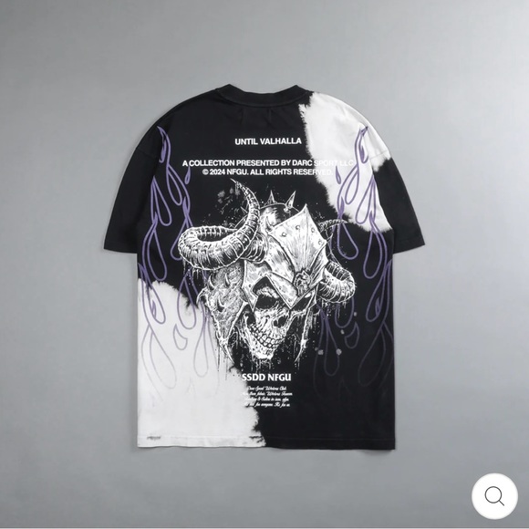 DARC SPORT “HOUSE OF WOLVES” FLAMES BLACK ACID WASH SHIRT - Picture 2 of 8